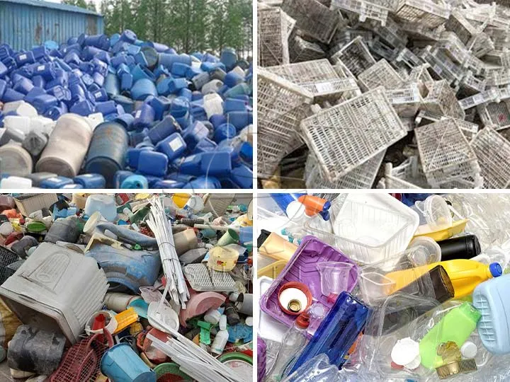 Vários tipos de resíduos de plásticos rígidos