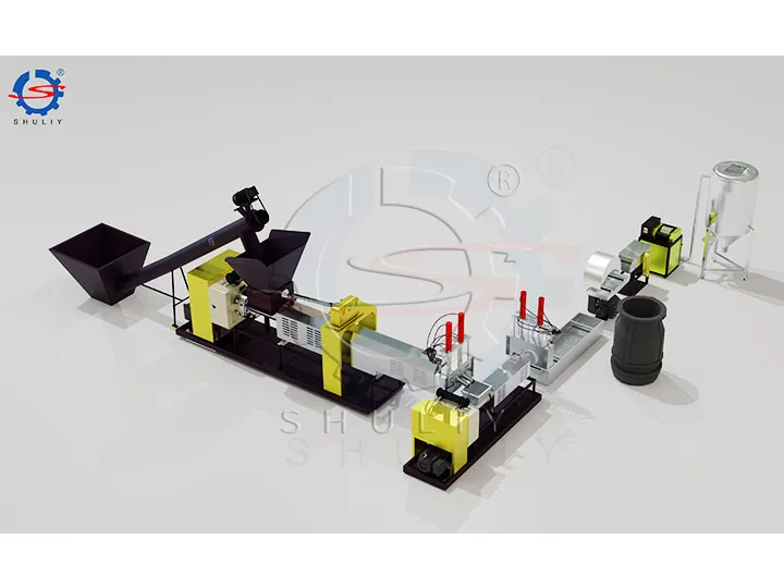 L-shaped plastic recycling pelletizing line